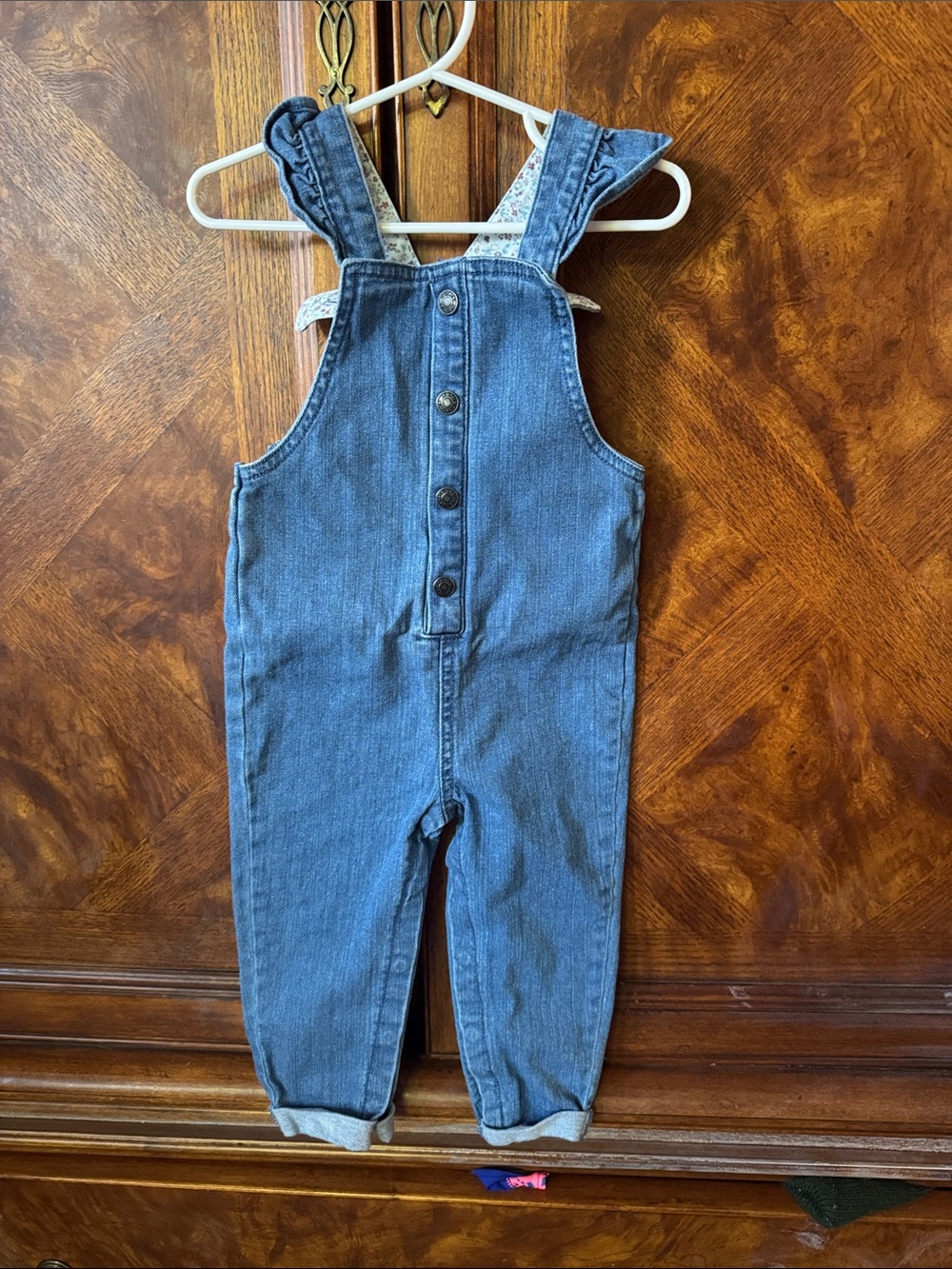 Carter's Denim Ruffled Blue Button-Front Overalls size 18M